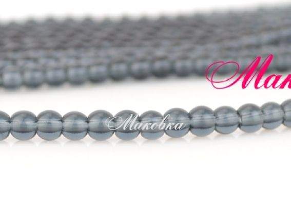 Скляні намистини у формі кулі, 4 мм №07 монтана, 1 низка, 