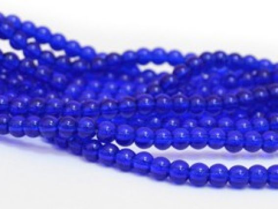 Бусины Стеклянные в форме шара, 4 мм цвет  №11, синие, 1 низка