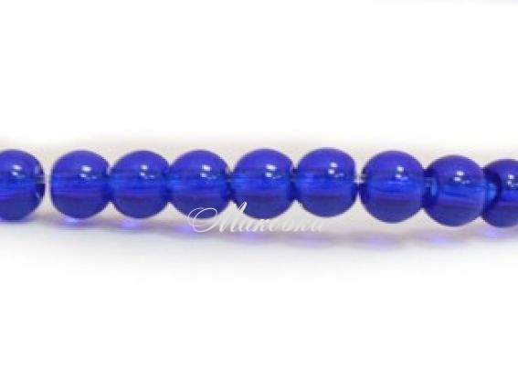 Скляні намистини у формі кулі, 4 мм №11, сині (кобальт), 1 низка