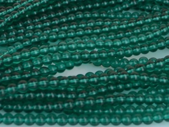 Бусинки из стекла, в форме шара, 4 мм №08, цвет тёмно-зелёные, 1 низка