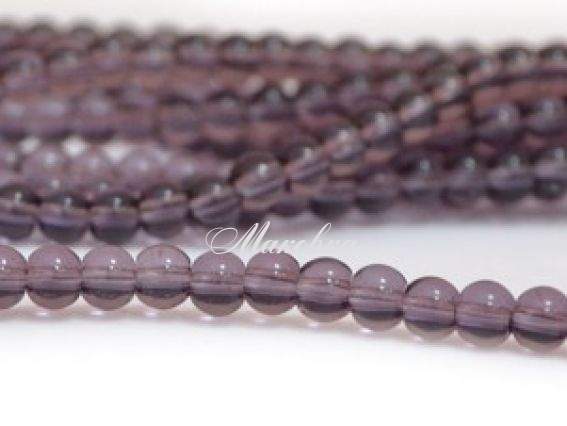 Скляні намистини у формі кулі, 4 мм №17, фіолетовий, 1 низка