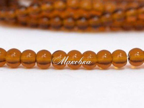 Скляні намистини у формі кулі, 4 мм №19, коричневі, 1 низка