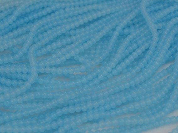 Стеклянные бусины в форме шара, 4 мм №12, голубые непрозрачные, 1 низка