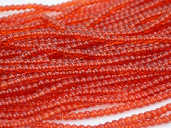 Намистини Скляні у формі кулі, 4 мм №03, Hyacinth червоні, 1 низка