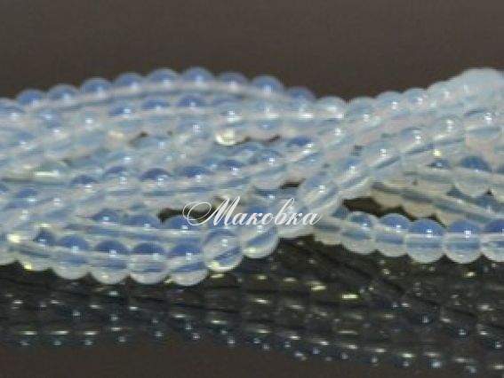 Стеклянные бусины в форме шара, 6 мм №29 белый полупрозрачный White Opal , 1 низка Стеклянные бусины в форме шара, 6 мм №29 белый полупрозрачный White Opal , 1 низка