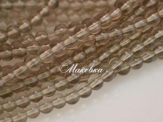 Скляні намистини у формі кулі, 4 мм №20 сіро-бежеві, 1 низка