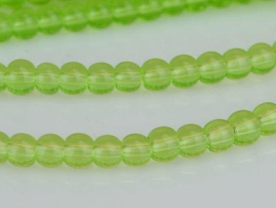 Намистини Скляні у формі кулі, 4 мм колір №21, яскрава зелень, 1 низка