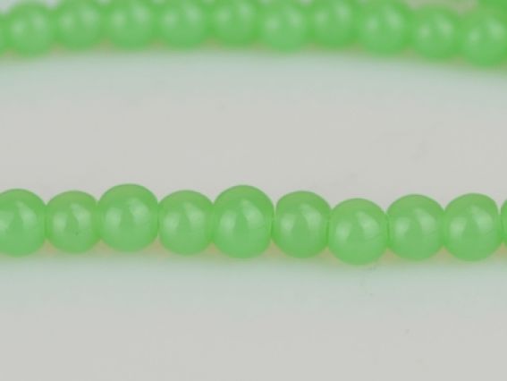 Бусины Стеклянные в форме шара, 4 мм цвет №27, салатовые непрозрачные, 1 низка