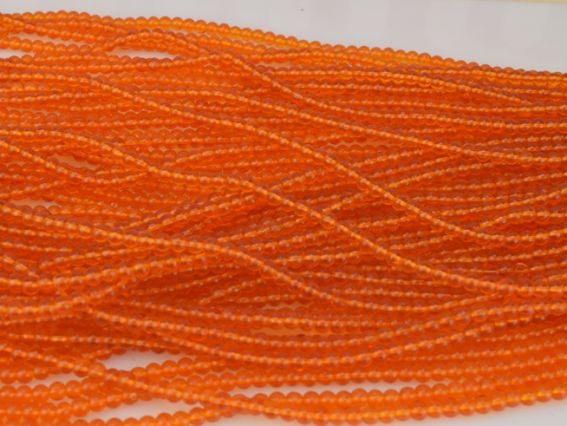 Намистини Скляні у формі кулі, 4 мм №28, колір Sun (сонячний помаранчевий), 1 низка