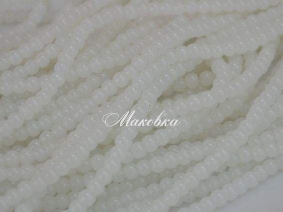 Скляні намистини у формі кулі, 4 мм №31 білі (нефрит), 1 низка, 