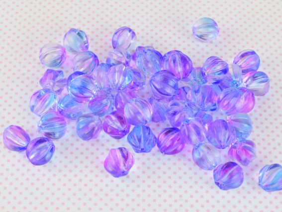 Lampwork намистина , форма Гарбуз, розмір 9,5*10мм, Біло-Пурпурно-Блакитна прозора 1 шт