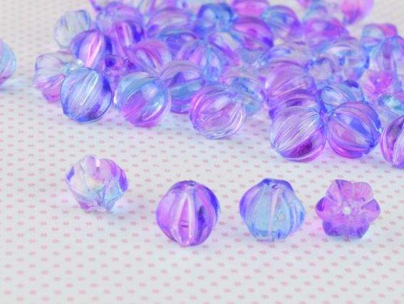 Намистина Lampwork Гарбуз, Біло-Пурпурно-Блакитна прозора, 9,5*10мм 1 шт Намистина Lampwork Гарбуз, Біло-Пурпурно-Блакитна прозора, 9,5*10мм 1 шт