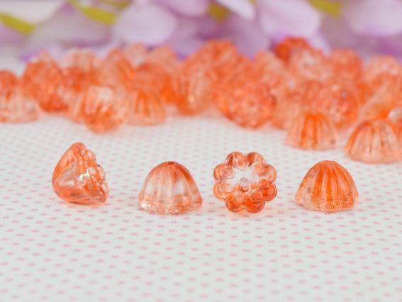 Бусина Lampwork Лотос Бело-оранжевый ,10 мм 1 шт  Бусина Lampwork Лотос Бело-оранжевый ,10 мм 1 шт