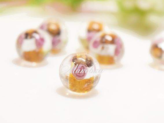 Намистина Lampwork КУЛЯ 12мм, срібло з Трояндами Коричнева 1 шт Намистина Lampwork КУЛЯ 12мм, срібло з Трояндами Коричнева 1 шт