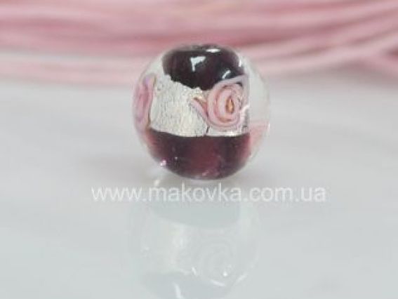 Бусина Lampwork Шар Роза с серебром 12 мм Бусина Lampwork Шар Роза с серебром 12 мм