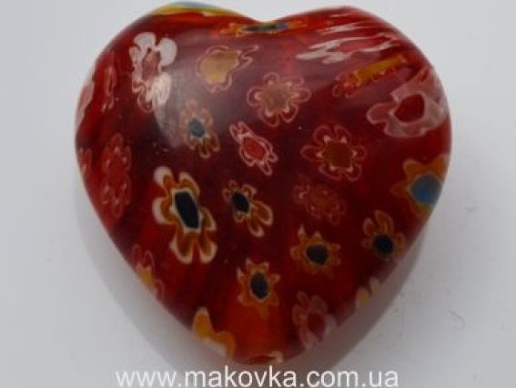 Бусина Millefiori Сердце 2,2 см бордовое Бусина Millefiori Сердце 2,2 см бордовое