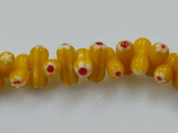 Бусины Millefiori Гантеля 11х5 мм, низка, желтый с красным Бусины Millefiori Гантеля 11х5 мм, низка, желтый с красным