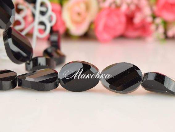 Бусина 13х18 мм овальная изогнутая с гранями, Черная,  1 шт Бусина 13х18 мм овальная изогнутая с гранями, Черная,  1 шт