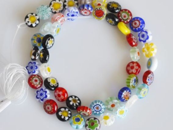 Бусины Millefiori Круг плоский 10 мм СОЛО, низка, ассорти Бусины Millefiori Круг плоский 10 мм СОЛО, низка, ассорти