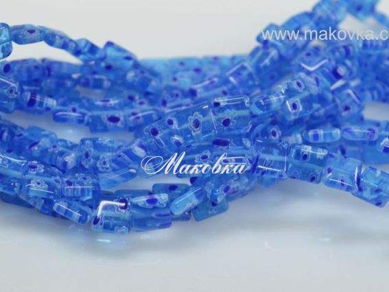 Бусины Millefiori Квадрат плоский 8х8 мм, низка, голубой