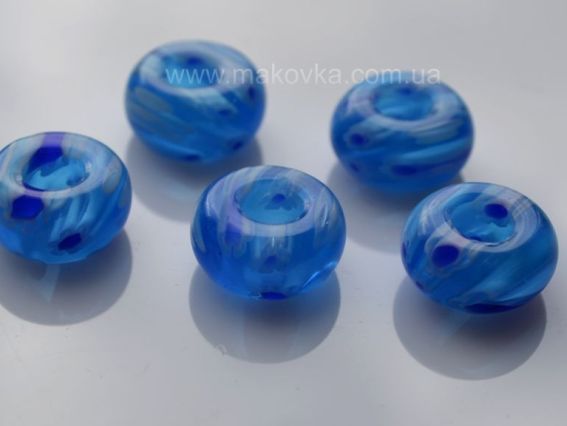 Бусина Millefiori Бублик синяя (европейского стиля) Бусина Millefiori Бублик синяя (европейского стиля)