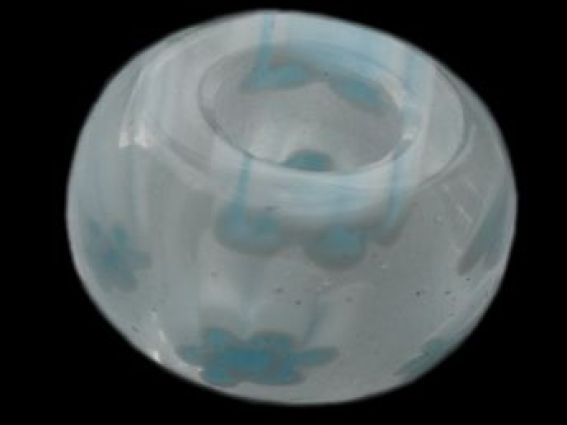 Бусина Millefiori Бублик белая с голубым (европейского стиля) Бусина Millefiori Бублик белая с голубым (европейского стиля)