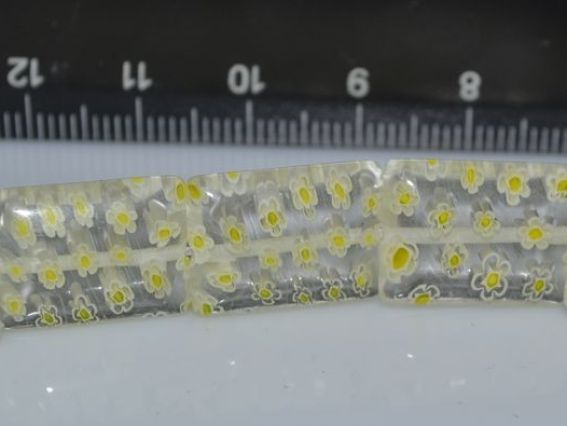 Бусины Millefiori Прямоугольные плоские 17х12 мм, низка, желтые Бусины Millefiori Прямоугольные плоские 17х12 мм, низка, желтые