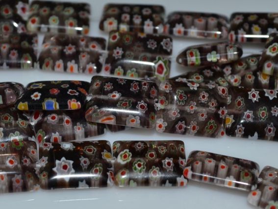 Бусины Millefiori Прямоугольные плоские 17х12 мм, низка, коричневые Бусины Millefiori Прямоугольные плоские 17х12 мм, низка, коричневые