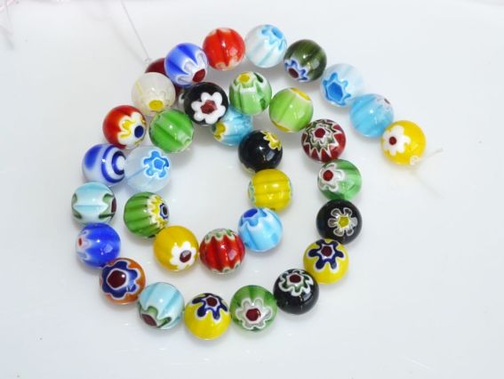 Бусины Millefiori Шар 10 мм СОЛО, низка, ассорти Бусины Millefiori Шар 10 мм СОЛО, низка, ассорти