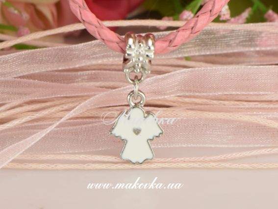 Бусина Пандора-стиля с подвеской Ангелочек, белый, 1 шт Бусина Пандора-стиля с подвеской Ангелочек, белый, 1 шт