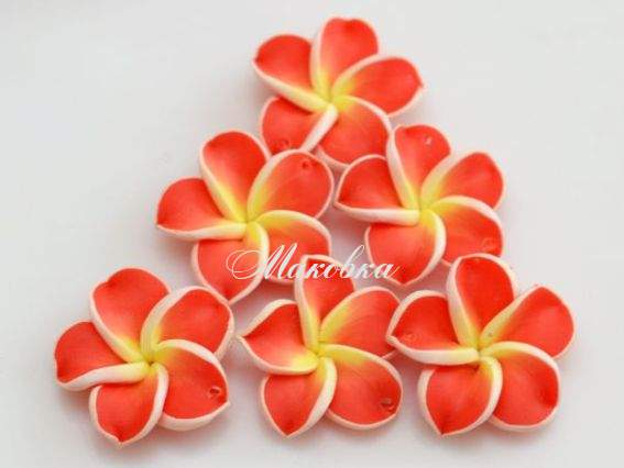 Намистина з полімерної глини №02 Цветок Тиаре, 24х26 мм Намистина з полімерної глини №02 Цветок Тиаре, 24х26 мм