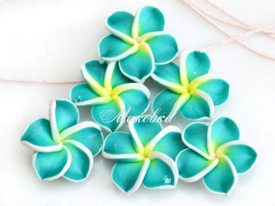 Намистина з полімерної глини №04 Цветок Тиаре, 26 мм, зеленый с желтым Намистина з полімерної глини №04 Цветок Тиаре, 26 мм, зеленый с желтым