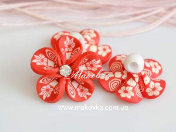 Намистина з полімерної глини №05 Цветок на ножке, 31 мм, красный Намистина з полімерної глини №05 Цветок на ножке, 31 мм, красный