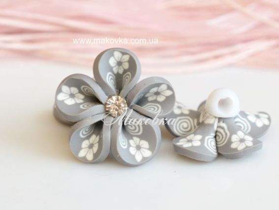 Намистина з полімерної глини №06 Цветок на ножке, 31 мм, серый Намистина з полімерної глини №06 Цветок на ножке, 31 мм, серый