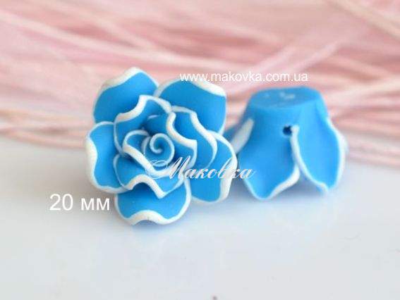 Намистина з полімерної глини №11 Цветок Роза, 20 мм, голубая Намистина з полімерної глини №11 Цветок Роза, 20 мм, голубая