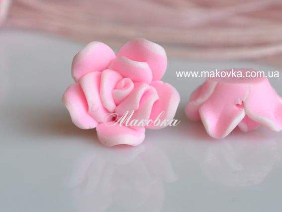 Намистина з полімерної глини №13 Цветок Роза, 22 мм, розовая Намистина з полімерної глини №13 Цветок Роза, 22 мм, розовая