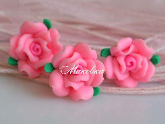 Намистина з полімерної глини №14 Цветок Роза с лепестками, 17х15 мм, ярко-розовая Намистина з полімерної глини №14 Цветок Роза с лепестками, 17х15 мм, ярко-розовая