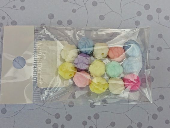 Намистини об'ємні Трояндочки матові асорті кольорів, 10мм, 10г/уп,