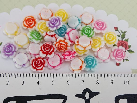 Акрилові намистини Трояндочки-кабошони, біла тонована, мікс, набір 10 г