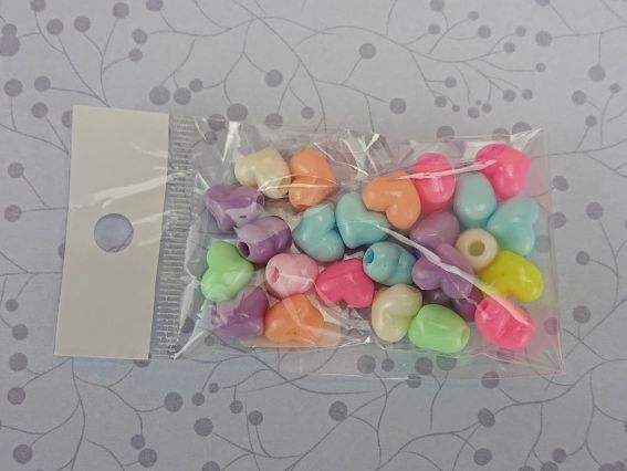 Намистини Серця об'ємні асорті кольорів, розмір 10мм 10г / уп, 