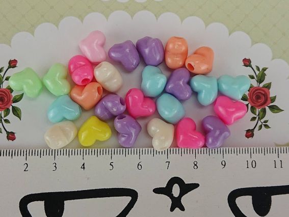 Намистини Серця об'ємні асорті кольорів, розмір 10мм 10г / уп, 