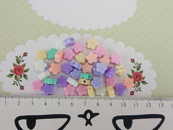 Бусины Цветочки ассорти пастельных цветов, 9мм, 10г/уп,