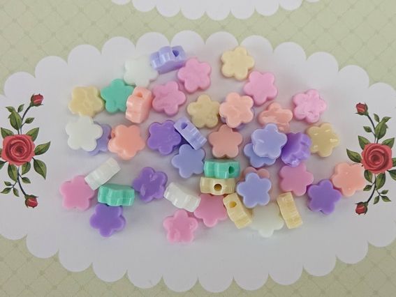 Бусины Цветочки ассорти пастельных цветов, 9мм, 10г/уп,