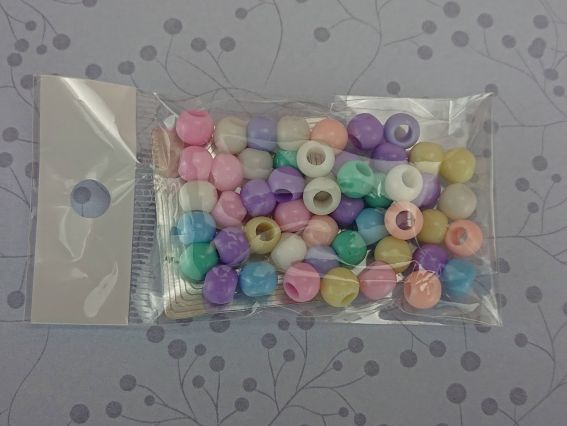 Намистини ШАР з великим отвором 6,5*7,5 мм, асорті пастельних кольорів 10г / уп,