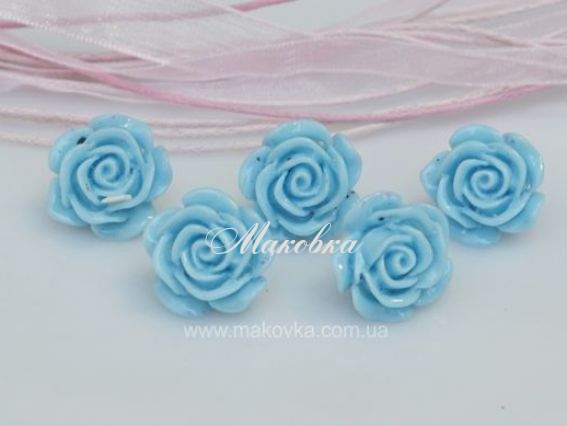 Бусина-кабошон Роза 15 мм, голубая Бусина-кабошон Роза 15 мм, голубая