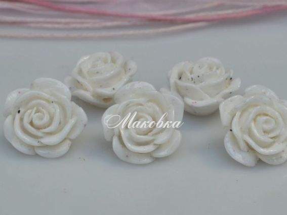 Бусина-кабошон Роза 15 мм, белая Бусина-кабошон Роза 15 мм, белая