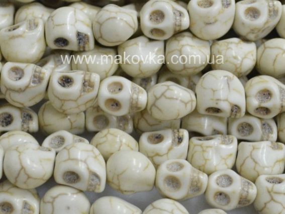 Бусины Череп 8x10x9, белые, 1 низка Бусины Череп 8x10x9, белые, 1 низка