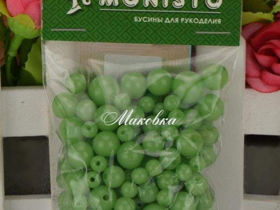 Бусины акриловые Желейные, шар, Микс размеров, Зеленые, 50 г Бусины акриловые Желейные, шар, Микс размеров, Зеленые, 50 г