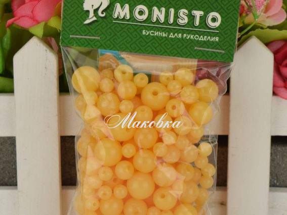 Бусины акриловые Желейные, шар, Микс размеров, Желтые, 50 г Бусины акриловые Желейные, шар, Микс размеров, Желтые, 50 г