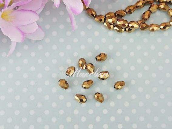 Бусины Хрусталь Капля 5*7мм металлик Золото 10 шт